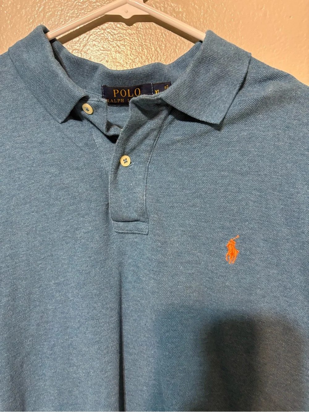 Men’s Ralph Lauren Teal Blue Polo with Orange Pony‎ Size XL